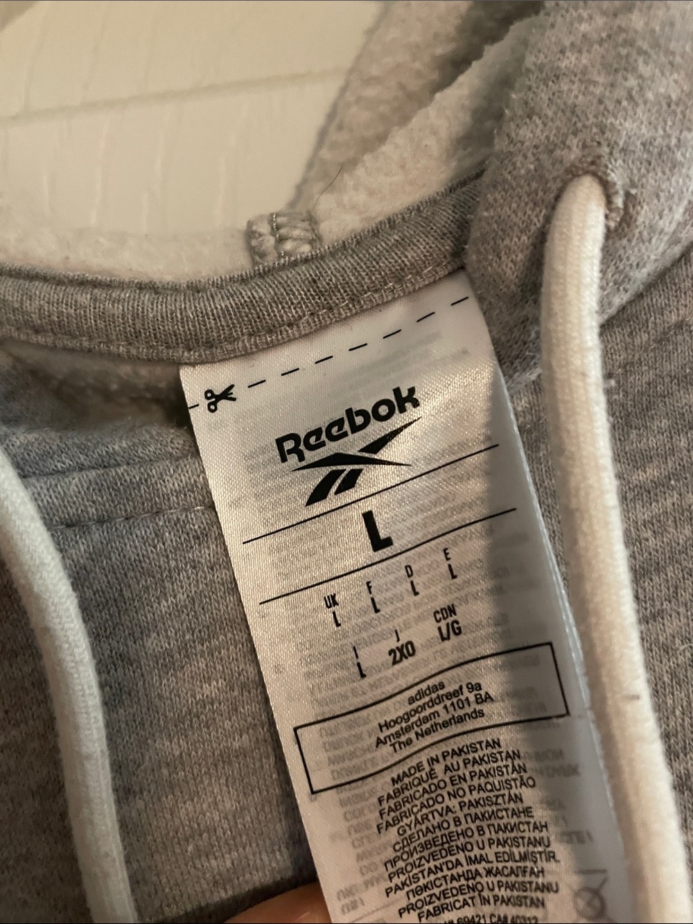 Reebok Gray Pullover Hoodie with Blue Logo - Picture 4 of 4